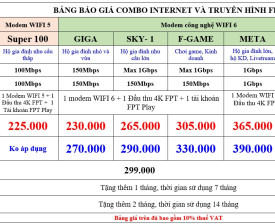 Giá Gói Cước INTERNET - TRUYỀN HÌNH  Cáp Quang Miễn Phí 100% Phí Lắp Đặt, Tặng Thêm Cước Tháng Sử Dụng